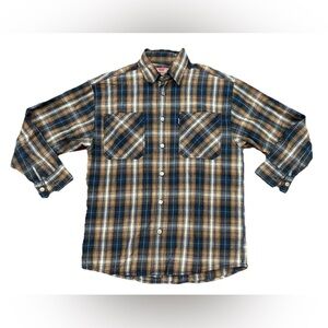 Vintage Levis Levi’s‎ Button Down Up Shirt Plaid Western Flannel Mens Large